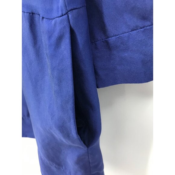 Eileen Fisher Button Shirt Silk Dress Navy Roll Tab Sleeve Size Medium - Picture 3 of 7